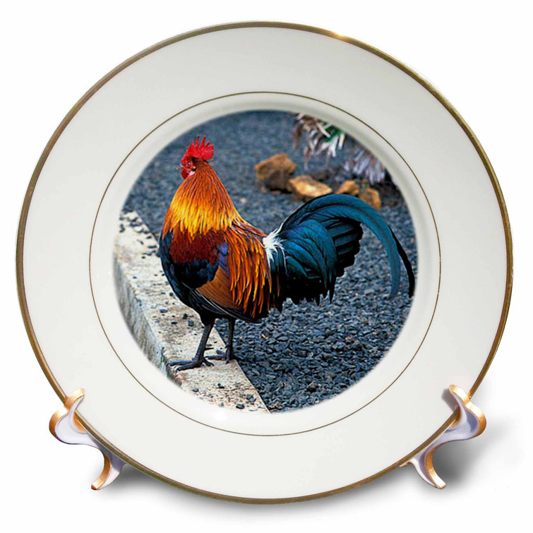 East Urban Home Rooster Porcelain Decorative Plate Wayfair